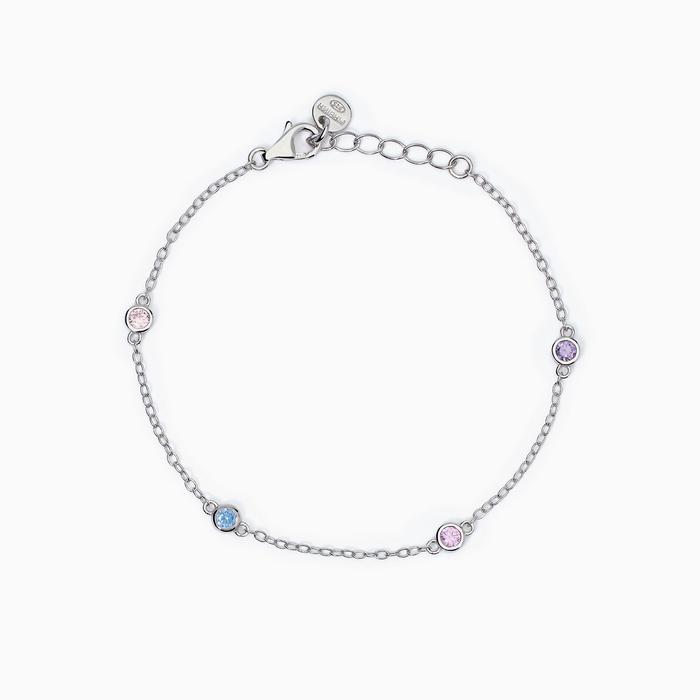 Bracciale da bambina con tormalina sintetica e zirconi Rainbow