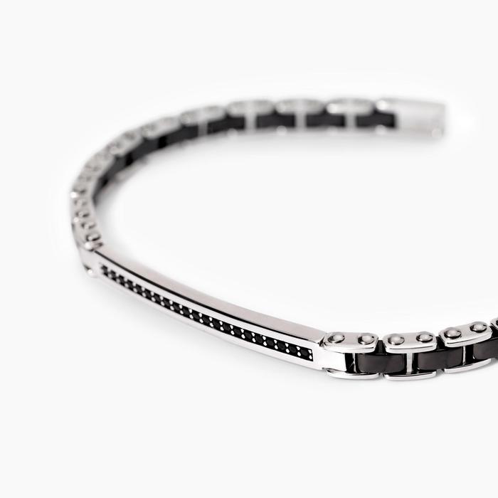 Bracciale uomo con elementi ceramica nera Outside