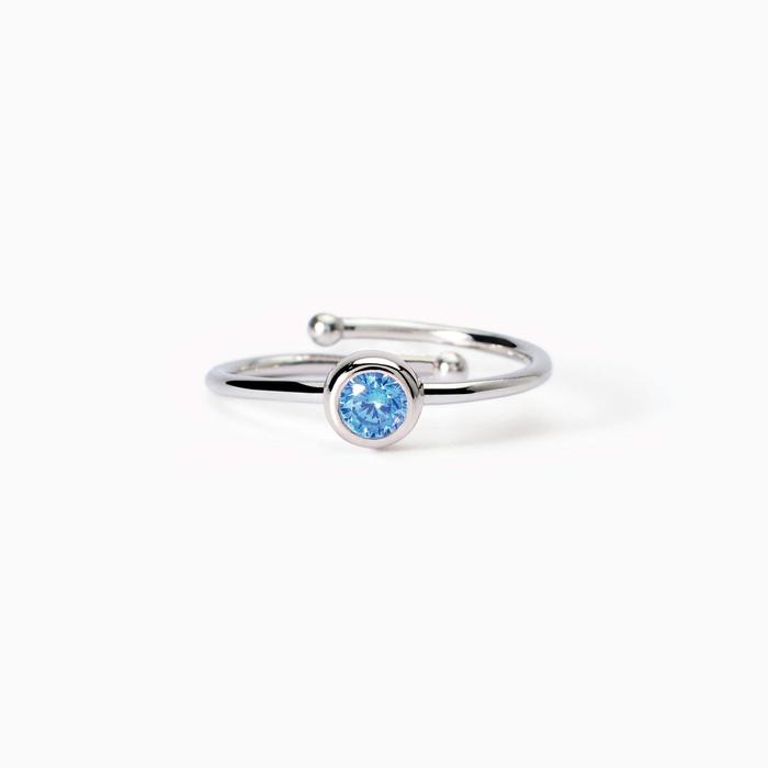 Anello da bambina con zircone azzurro Shiny