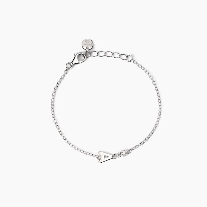 Bracciale neonato con lettera A e diamante Lab-Grown Welcome Baby