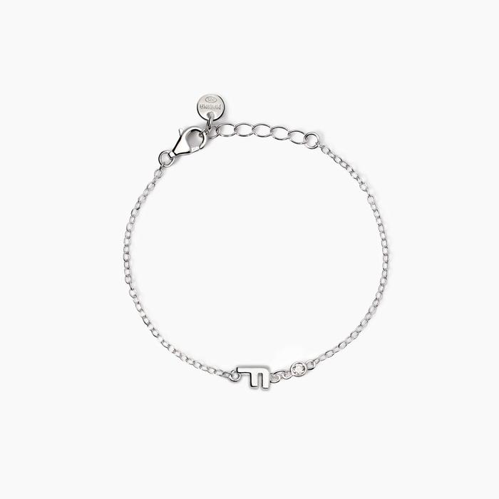 Bracciale neonato con lettera F e diamante Lab-Grown Welcome Baby