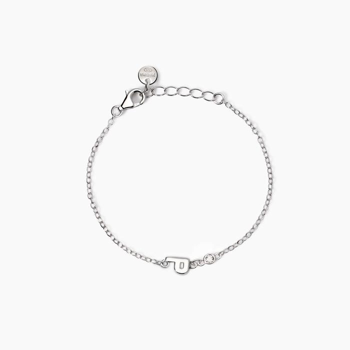 Bracciale neonato con lettera P e diamante Lab-Grown Welcome Baby