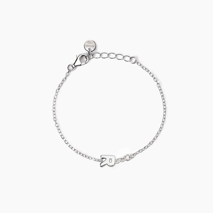Bracciale neonato con lettera R e diamante Lab-Grown Welcome Baby