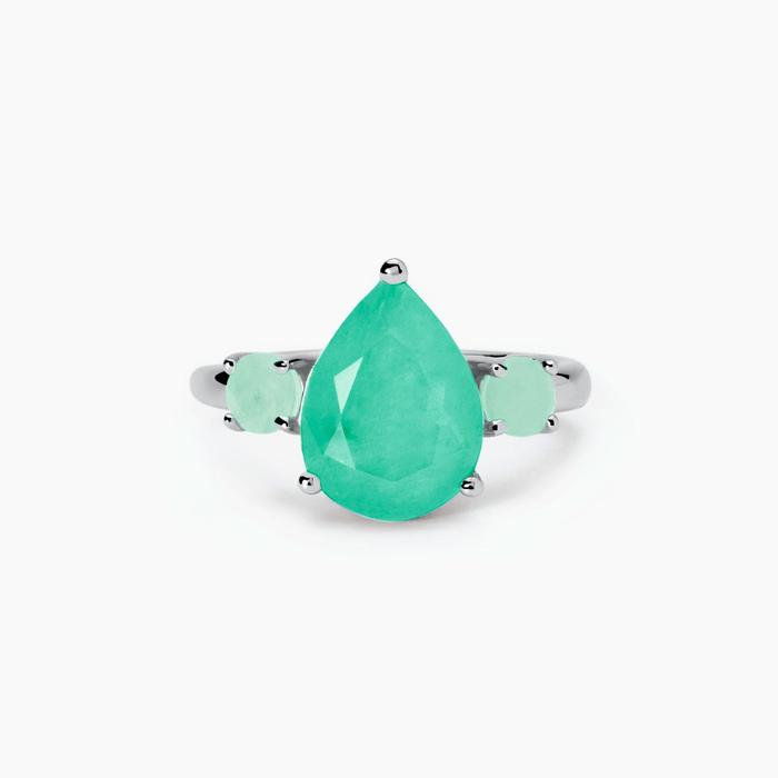 Anello con fusion stone glass verde Santorini
