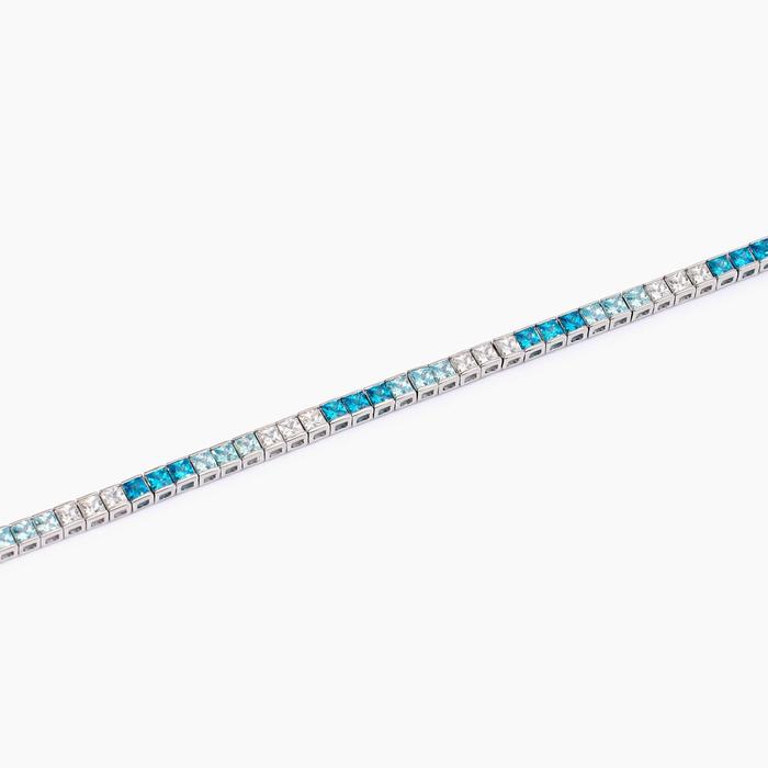 Bracciale tennis con zirconi azzurri e blu Tennis Club