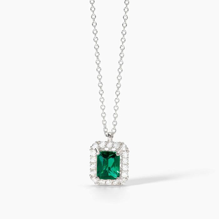 Girocollo con smeraldo sintetico e zirconi Desiderio Infinito