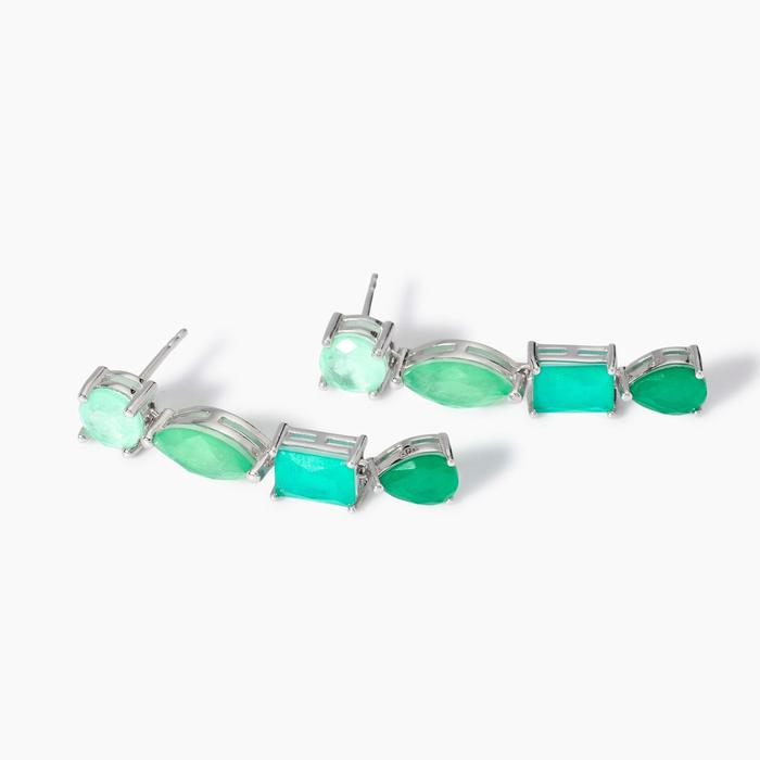 Orecchini con fusion stone glass verde Santorini