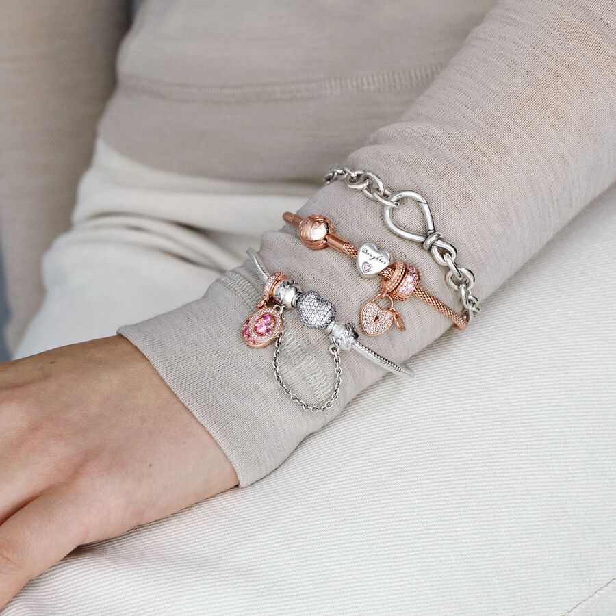 Bracciale con Chiusura a Cuore Pavè