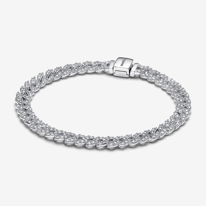 Bracciale Catena Maglia Cubana Pavè