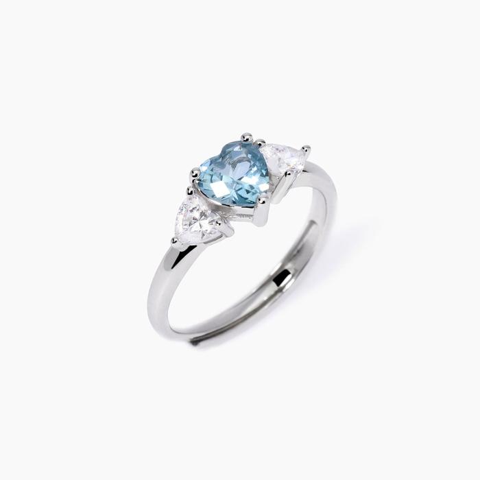 Anello con acquamarina sintetica taglio cuore Lovely