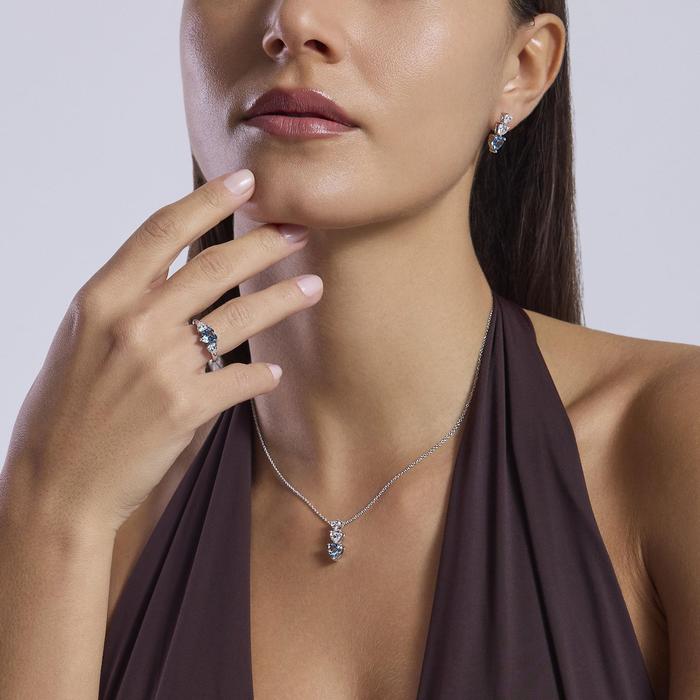 Anello con acquamarina sintetica taglio cuore Lovely