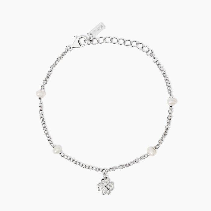 Bracciale con perle coltivate e ciondolo quadrifoglio Viva la Vida