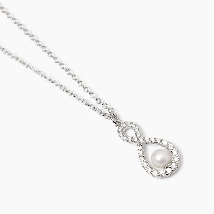 Girocollo con pendente con perla coltivata e zirconi Endless