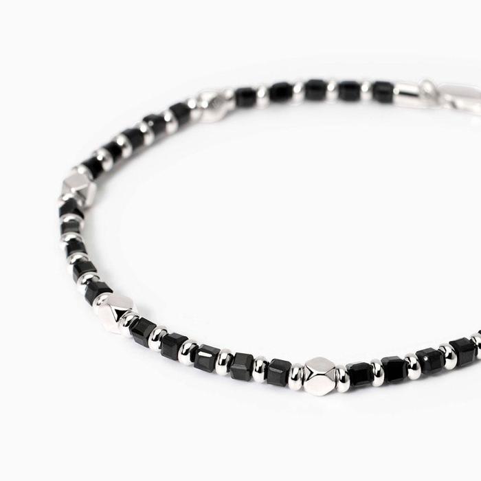 Bracciale da uomo in argento e agata nera California