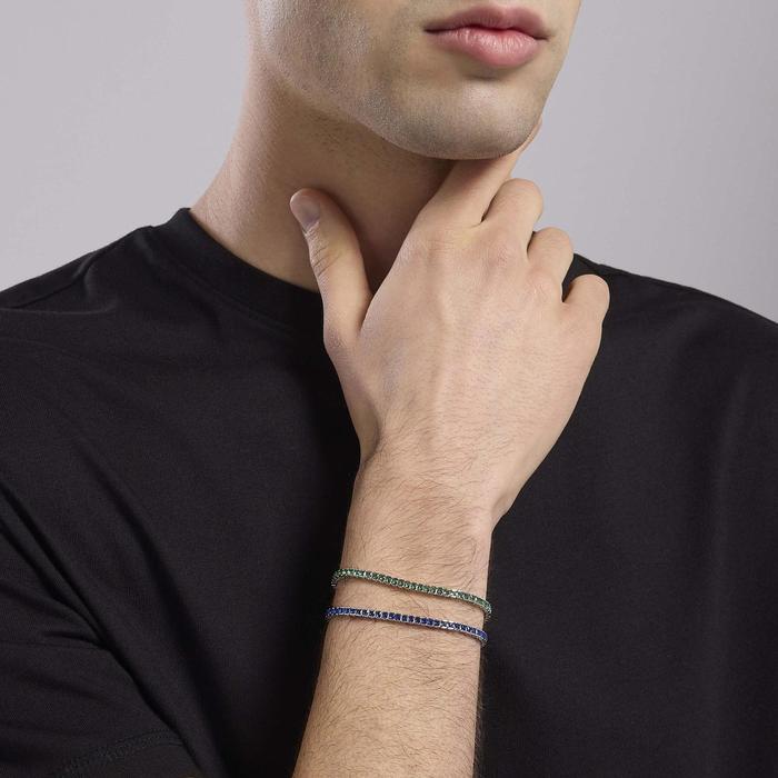 Bracciale tennis uomo con smeraldi sintetici| Mabina Gioielli Tennis Club