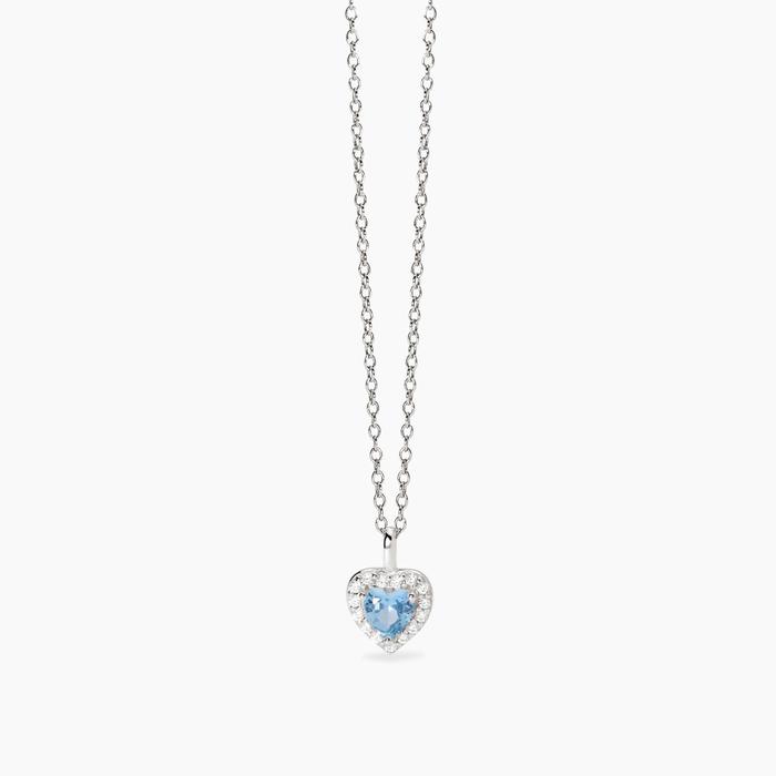 Girocollo con acquamarina sintetica taglio cuore Love Affair
