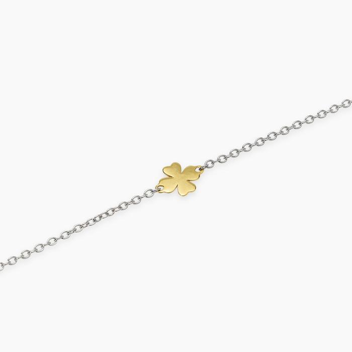 Bracciale in argento con quadrifoglio in oro 9K COLPO DI FORTUNA