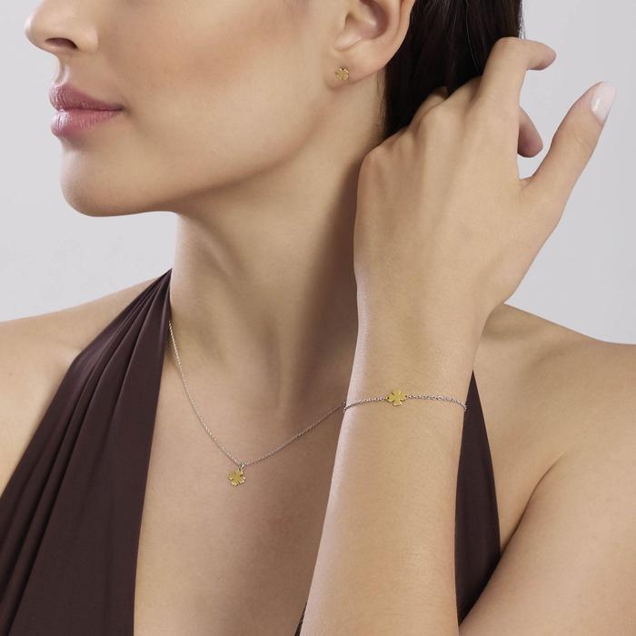 Bracciale in argento con quadrifoglio in oro 9K COLPO DI FORTUNA