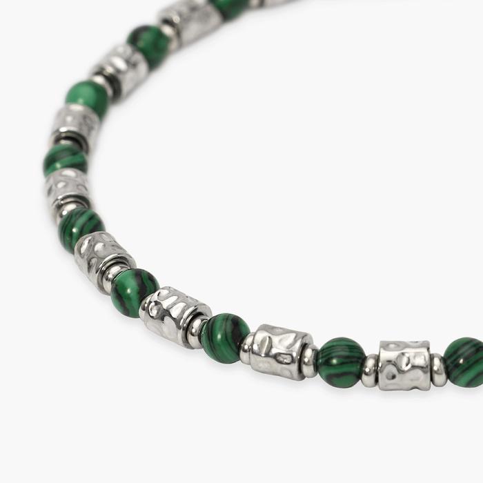 Bracciale uomo in acciaio e malachite sintetica Style 38