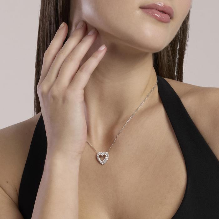 Girocollo con pendente a cuore in zirconi bianchi REGINA DI CUORI