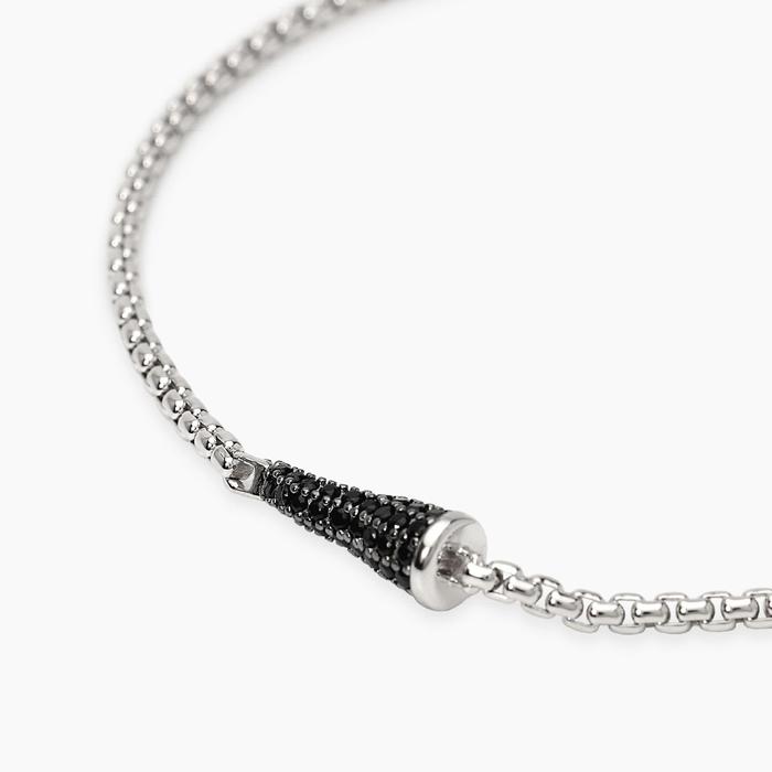 Bracciale con cornetto in zirconi neri e catena veneta IL QUATTRINO