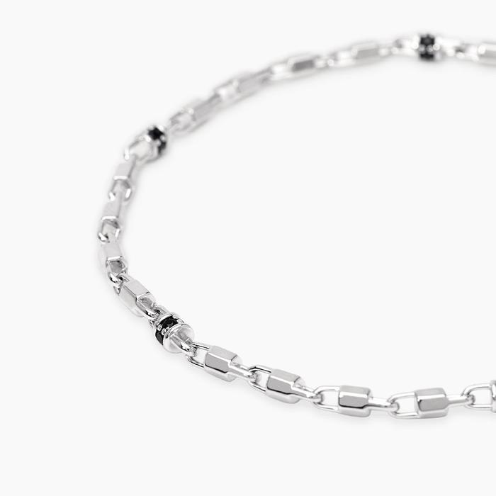 Bracciale regolabile con elementi esagonali e zirconi neri WAY OUT