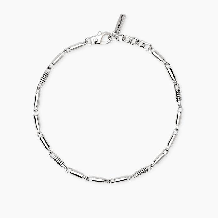 Bracciale regolabile con cilindri lucidi e incisioni nere ROLLER