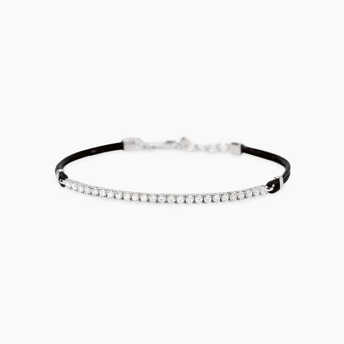 Bracciale con cordino e tennis di zirconi bianchi MIDNIGHT