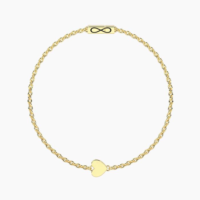 Bracciale infinity in acciaio dorato con cuore Cuore