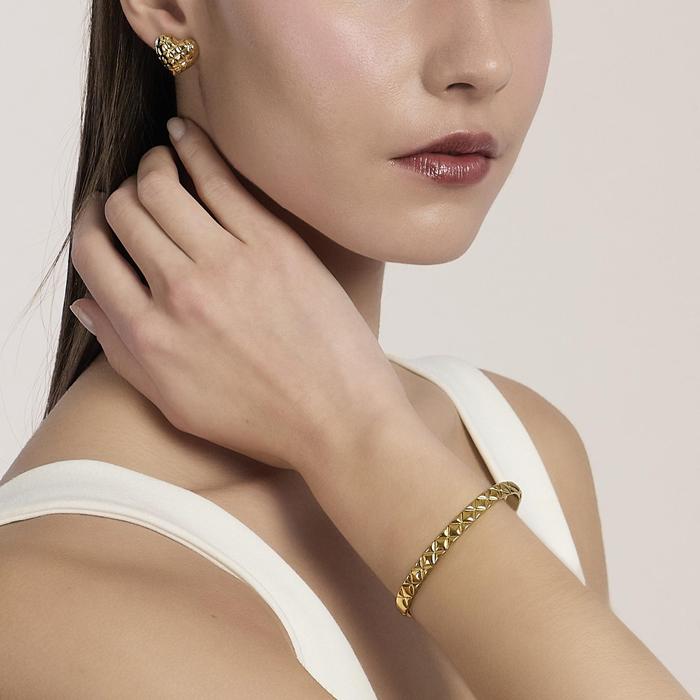 Bracciale bangle matelassé in dorato Style 75