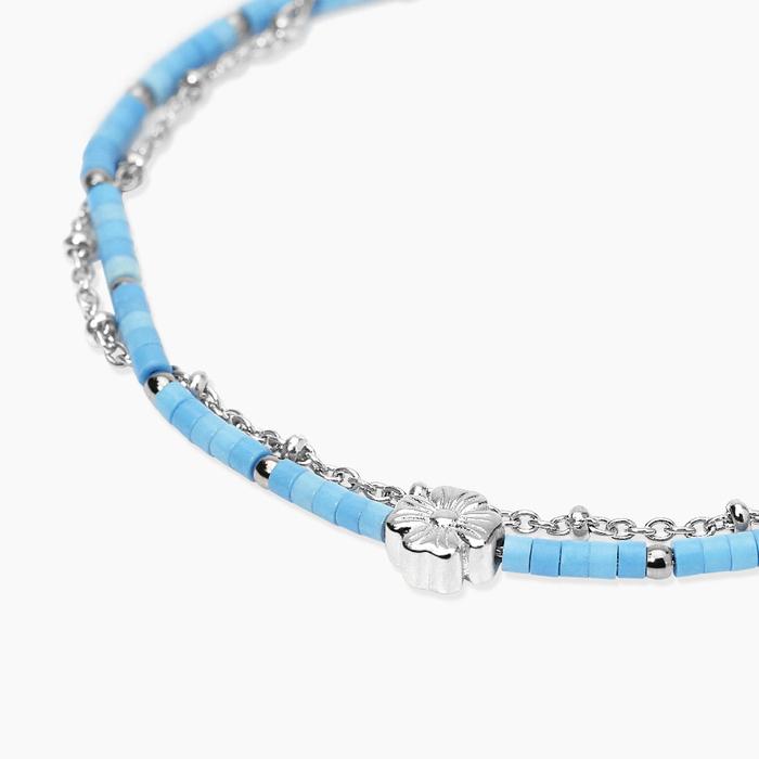 Bracciale con catene in acciaio e turchese Style 76
