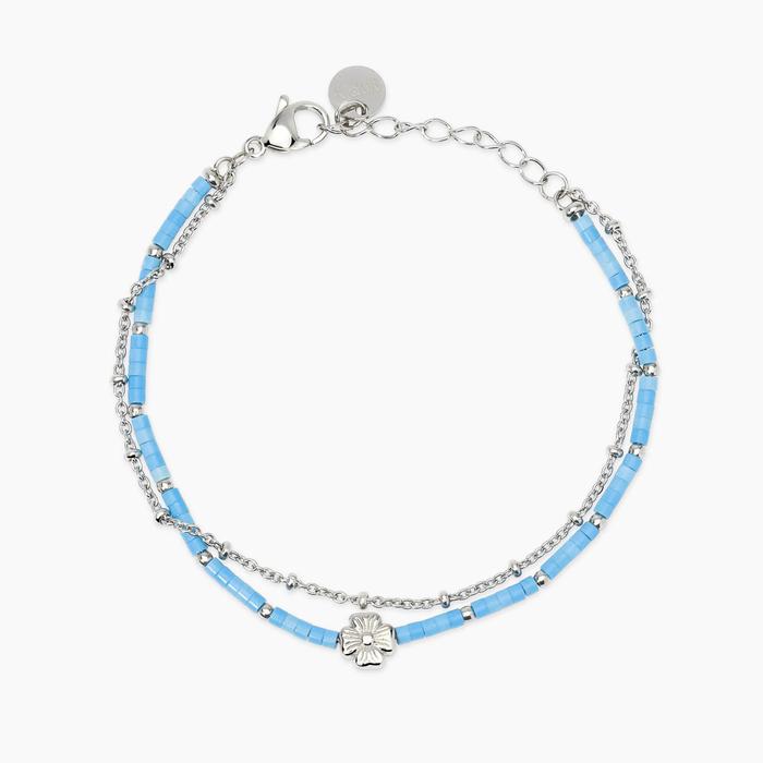 Bracciale con catene in acciaio e turchese Style 76