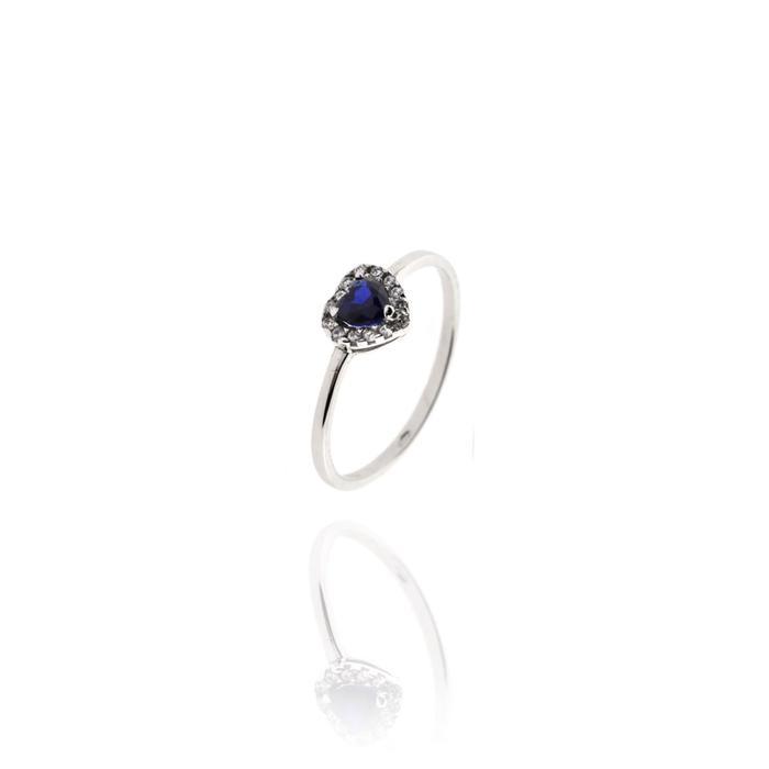 Anello Zircone Zaffiro d'Oro Vero