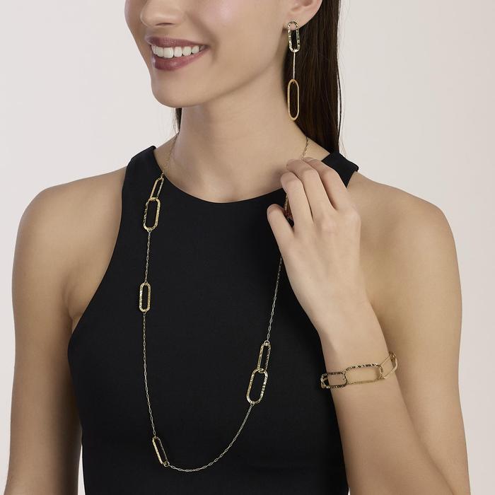 Collana dorata con maglie allungate martellate Style 83