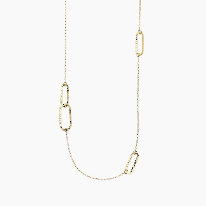 Collana dorata con maglie allungate martellate Style 83