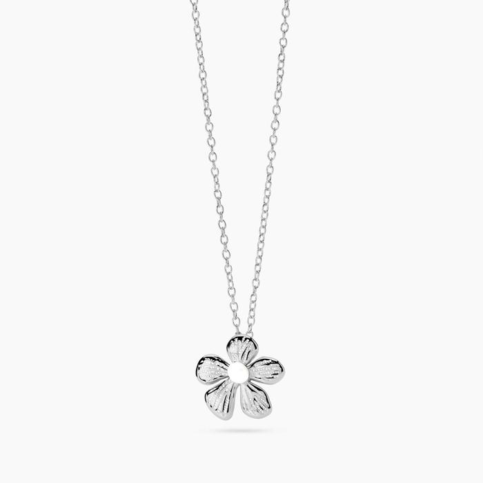 Girocollo con fiore in acciaio martellato Style 65