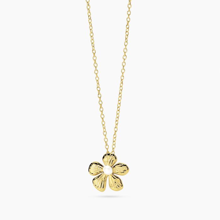 Girocollo con fiore in acciaio dorato martellato Style 65