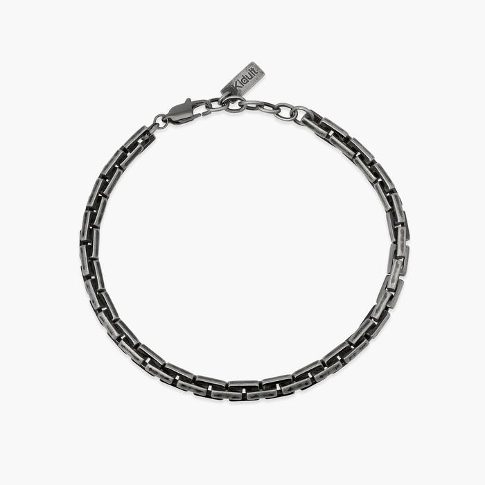 Bracciale nero in acciaio con catena cardano Style 06
