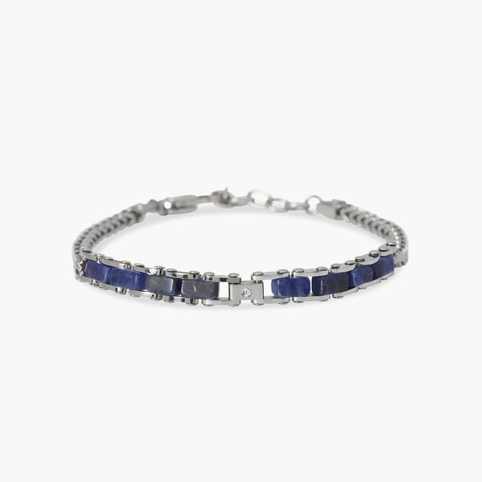 Bracciale con catena franco con sodalite blu Style 44