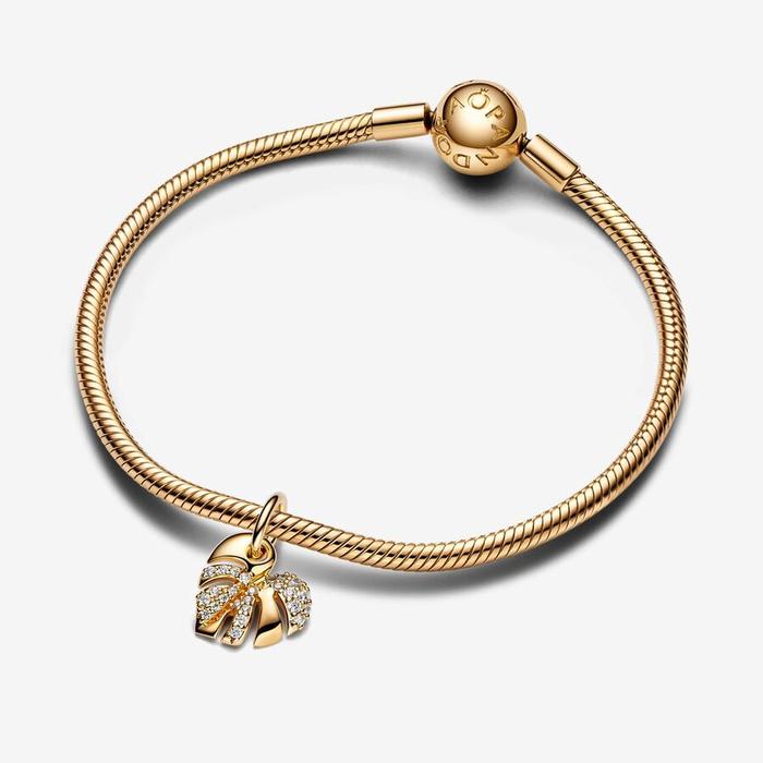 Charm Pendente Foglia di Monstera Scintillante