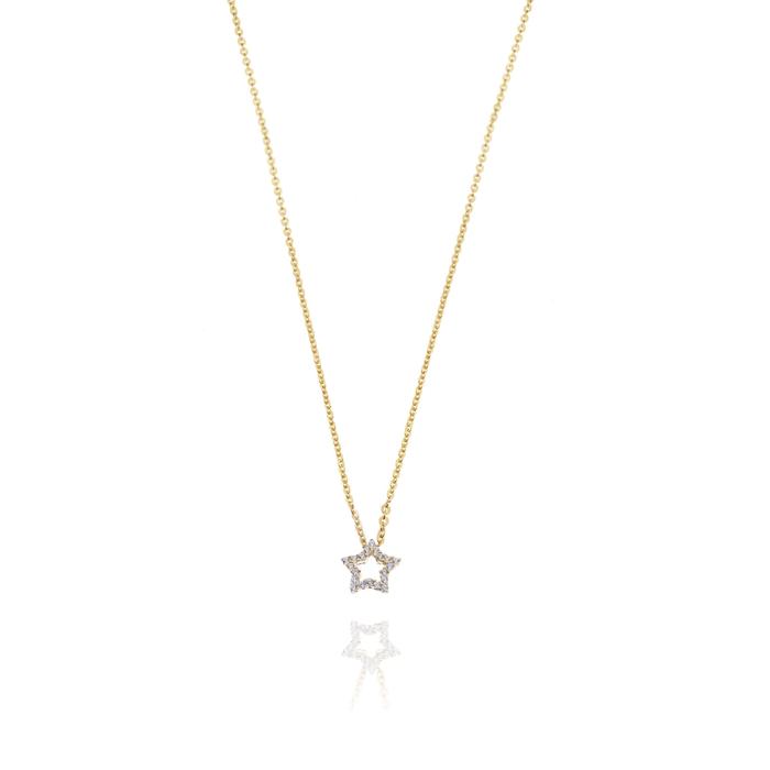 Collana Stella d'Oro Vero e Zirconi
