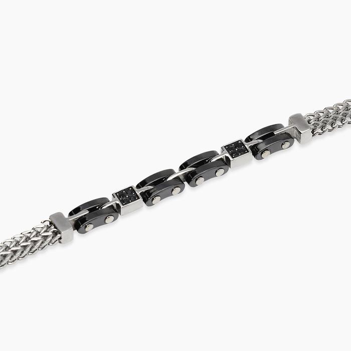 Bracciale in acciaio e ceramica nera Style 56