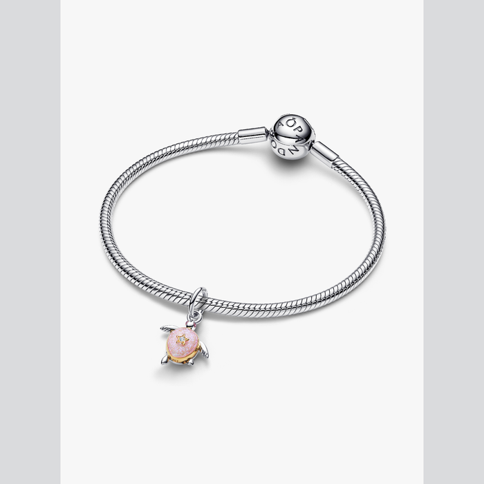 Charm Pendente Tartaruga Marina Rosa con diamante creato in laboratorio