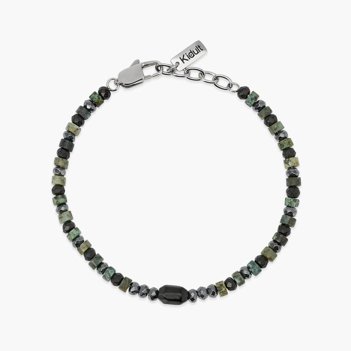 Bracciale regolabile con ematite e turchese verde Style 40
