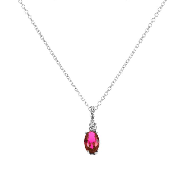Collana Zircone Rubino d'Oro Vero