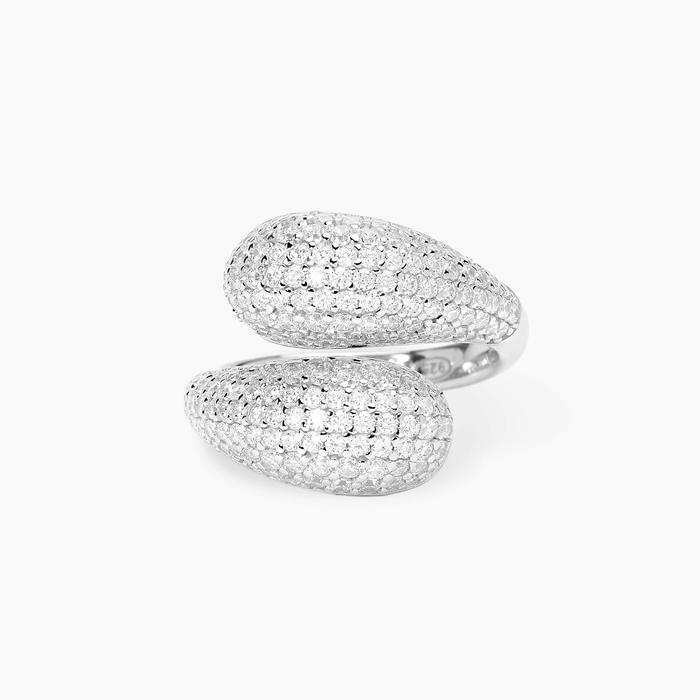 Anello in argento con pavé di zirconi bianchi ONDA PARTY