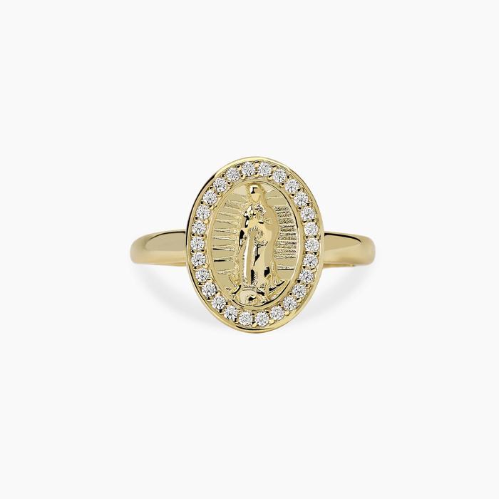 Anello regolabile in argento dorato con Madonnina LADY MADONNA