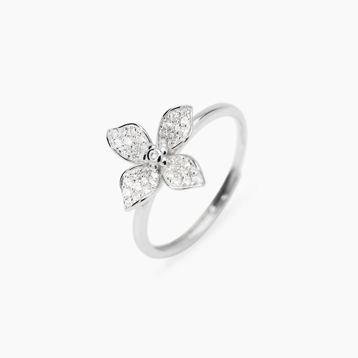 Anello in argento con fiore in zirconi FIORE MIO