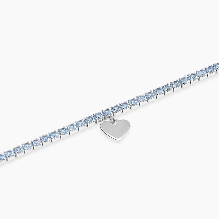 Bracciale tennis con acquamarina sintetica e ciondolo cuore LOVELY DAY