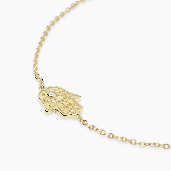 Bracciale in argento dorato con mano di Fatima POSITIVE ENERGY